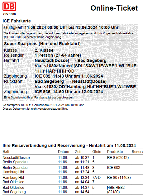 Auszug Beispielticket Darstellung Erstattungsbetrag Gesamtpreis